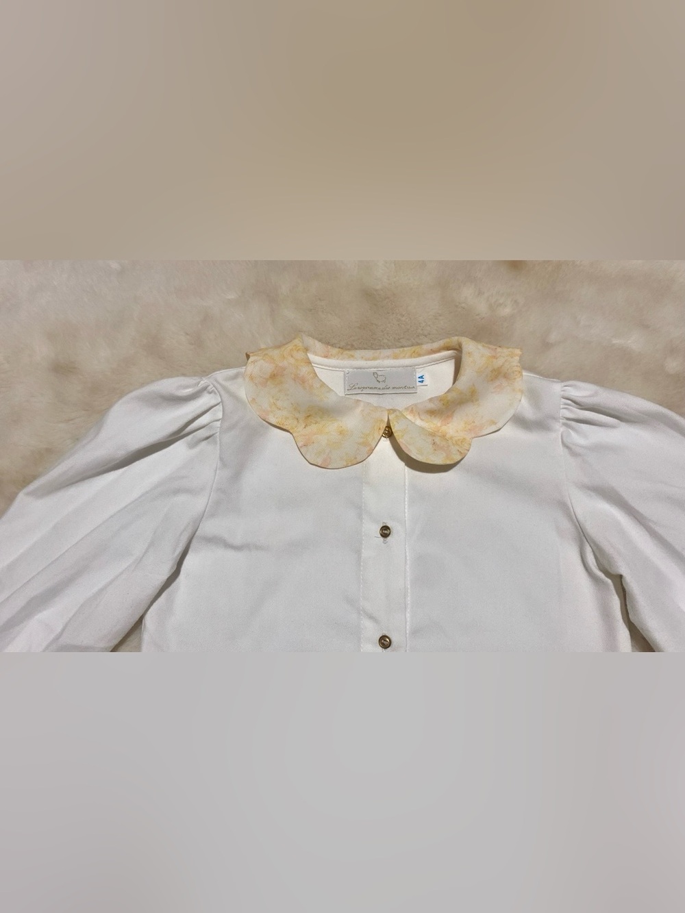 White Blouse with Floral Peter Pan Collar